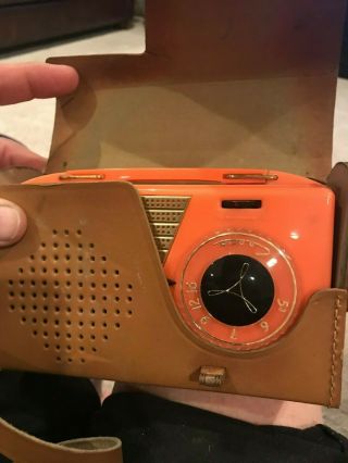 Old Antique Orange Tube No Transistor Crown Radio Model Pr 535 Case Portable