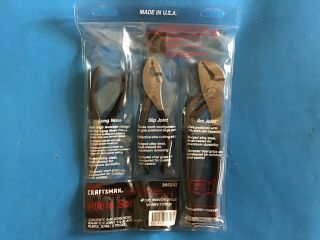 Nos Vintage Craftsman Usa 3 Piece Pliers Set 45243