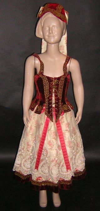 Vintage Antique Czech Girls Peasant Folk Costume Kroj South Bohemia Lace Corset