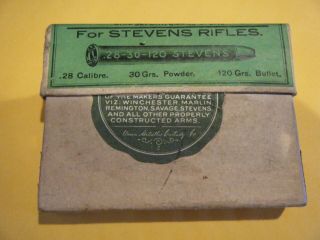 Rare Vintage Stevens 28 - 30 - 120 Union Metallic Cartridge Co Bullet Ammo Box Empty