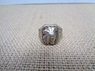 Antique Sterling Silver Ring Indian Head Design Rare Charles M.  Robbins