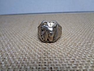 ANTIQUE STERLING SILVER RING INDIAN HEAD DESIGN RARE CHARLES M.  ROBBINS 2