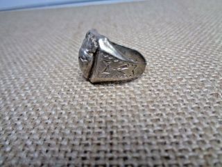 ANTIQUE STERLING SILVER RING INDIAN HEAD DESIGN RARE CHARLES M.  ROBBINS 3