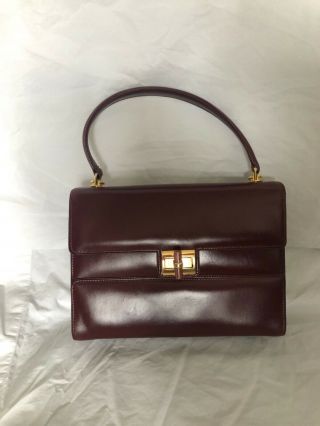 Authentic Gucci Handbag Handle Purse,  Brown/red Leather,  Retro/vintage