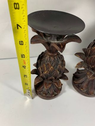 San Pacific Int ' l SPI Metal Pineapple Bronze Looking Candle Holders Set Of 3 Vtg 2