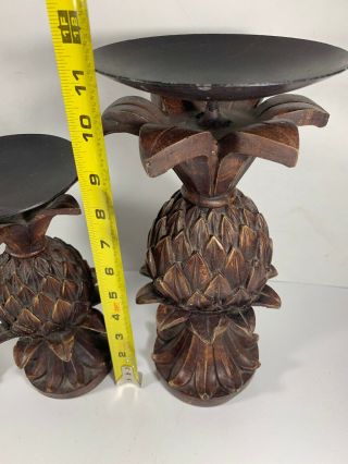 San Pacific Int ' l SPI Metal Pineapple Bronze Looking Candle Holders Set Of 3 Vtg 4