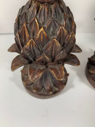 San Pacific Int ' l SPI Metal Pineapple Bronze Looking Candle Holders Set Of 3 Vtg 5