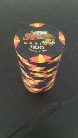 Very Rare Paulson Teasure Casino $100 Chips - 20 Count