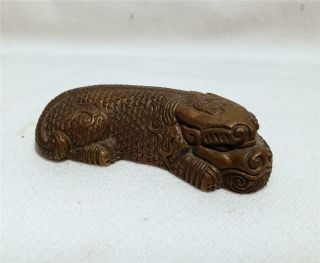 ANTIQUE CHINESE BRONZE LION DESK OBJECT SCROLL WEIGHT 2