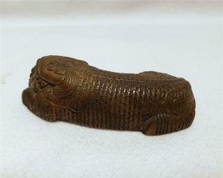 ANTIQUE CHINESE BRONZE LION DESK OBJECT SCROLL WEIGHT 5