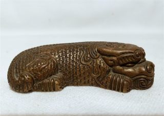 ANTIQUE CHINESE BRONZE LION DESK OBJECT SCROLL WEIGHT 7