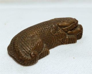 ANTIQUE CHINESE BRONZE LION DESK OBJECT SCROLL WEIGHT 8