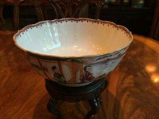 A Large Chinese Qing Dynasty Rose Mandarin Porcelain Bowl,  Repaired. 2