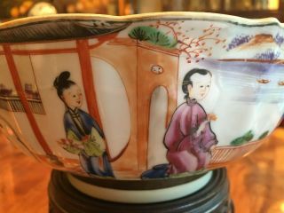 A Large Chinese Qing Dynasty Rose Mandarin Porcelain Bowl,  Repaired. 3