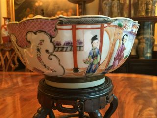 A Large Chinese Qing Dynasty Rose Mandarin Porcelain Bowl,  Repaired. 5