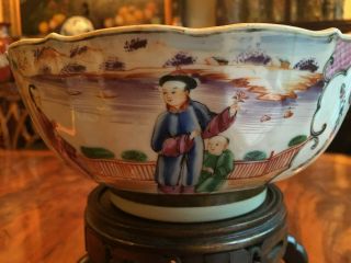 A Large Chinese Qing Dynasty Rose Mandarin Porcelain Bowl,  Repaired. 6