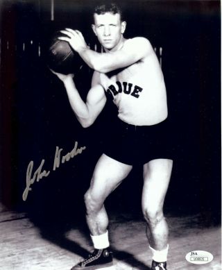 John Wooden Signed Autographed 8x10 Photo Vintage Playing Purdue Jsa