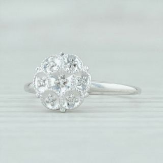 Vintage Diamond Cluster Ring - 10k White Gold Size 7.  5 Round Engagement Style
