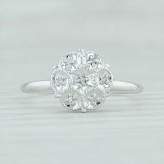 Vintage Diamond Cluster Ring - 10k White Gold Size 7.  5 Round Engagement Style 2