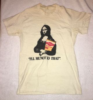 Vtg Fritos Brand Mona Lisa T - Shirt 80s Hanes Small “ill Munch To That " Frito Lay