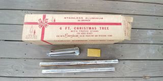 Vintage 6 Foot Stainless Aluminum Christmas Tree 44 Limbs " Aluminum Specialty "