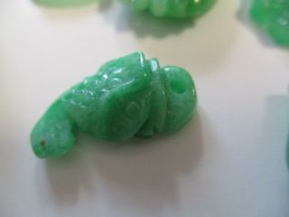 VINTAGE FINE OLD CHINESE JADE GREEN STONE CARVING NECKLACE PENDANT BUDDHA FISH 6