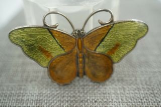 Vintage Hroar Prydz Norway,  Sterling Silver Enamel Butterfly Brooch.