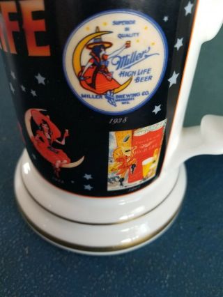 Vintage Miller high life beer girl on the moon Stein with lid germany 2