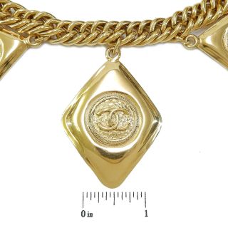 CHANEL Gold Plated CC Logos Charm Vintage Chain Necklace Choker 4465a Rise - on 3