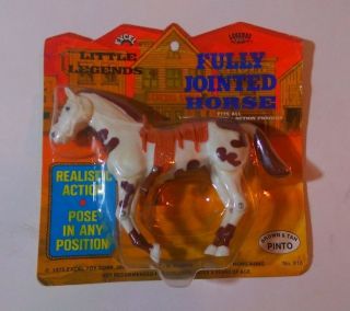 Rare Vintage Excel 1975 Little Legends White & Brown Pinto Horse On Card
