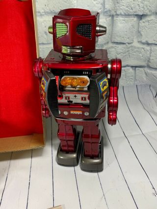 Japan Vintage Tin Toy Red 12 " Space Evil Robot Battery Operated Reintroduced