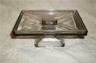 Vintage Antique Clarks Teaberry Gum Glass Candy Plate Stand Counter Display Tray