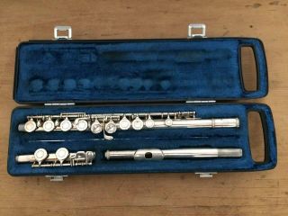 Vintage Yamaha Yfl - 21s Silver Plated Flute In Great Stickered Case