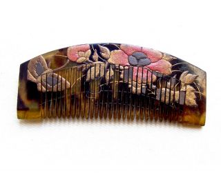 Vintage Japanese Hair Comb With Gold Lacquer Decoration Hair Ornament (aab)