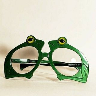 Vintage Anglo American Eyewear Green Frog Eyeglass Frames Made In England