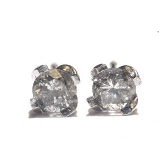 14k White Gold.  39ct I2 G Round Diamond Twist Mounting Stud Earrings Vintage
