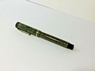 Vintage Parker Duofold Lucky Curve Fountain Pen Jade Green Marbled Retro 1829