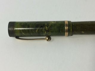 Vintage Parker Duofold Lucky Curve Fountain Pen Jade Green Marbled Retro 1829 2