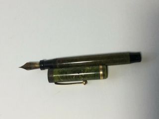 Vintage Parker Duofold Lucky Curve Fountain Pen Jade Green Marbled Retro 1829 6