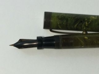 Vintage Parker Duofold Lucky Curve Fountain Pen Jade Green Marbled Retro 1829 8