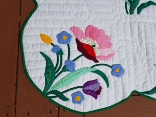 vintage ALL handstitched quilt applique,  HandMade 60X80 approx.  fits Queen 4