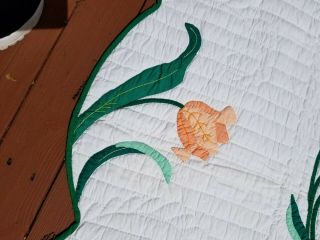 vintage ALL handstitched quilt applique,  HandMade 60X80 approx.  fits Queen 5