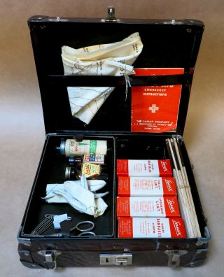 Vintage Sanax First Aid Case With Bottles Instructions Etc C.  1950