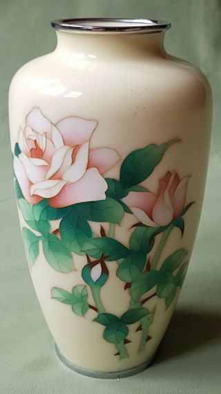Fine Large Early 20th C Japanese Cloisonne Vase By The Ando Company,  Silver Wire