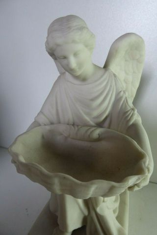 VINTAGE PARIAN ANGEL STATUE RELIGIOUS CHURCH CLAM SHELL BOWL HOLY WATER FONT 3