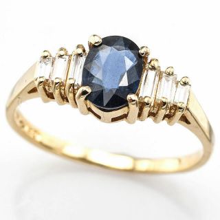 Vintage 14K Yellow Gold 0.  69 Ct Sapphire & 0.  19 TCW Diamond Ring 2.  3G G/H VS - 2 2