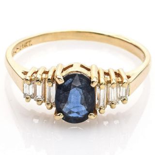 Vintage 14K Yellow Gold 0.  69 Ct Sapphire & 0.  19 TCW Diamond Ring 2.  3G G/H VS - 2 3