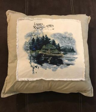 Lauren Ralph Lauren Throw Pillow Country Trapper Lake Sportsman Polo Fish Vntg