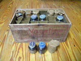 Vintage Medical Wood Case Vaseline Bottles N O S Drug Or General Store Display