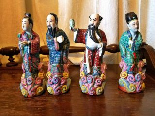 Four Chinese Antique Porcelain Figurines - Eight Immortals By Master Wei Hongtai